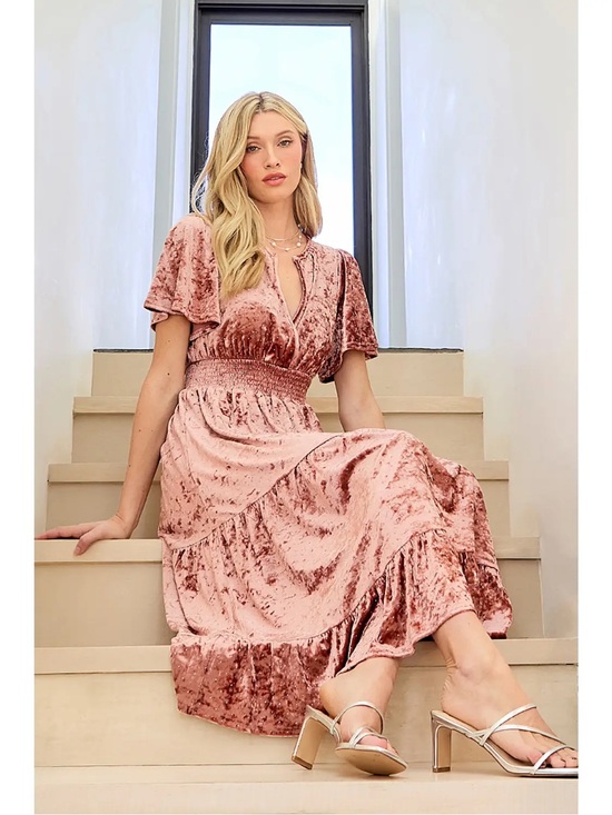 Dresses & Skirts - Flutter Sleeve Velvet Dress - NWT